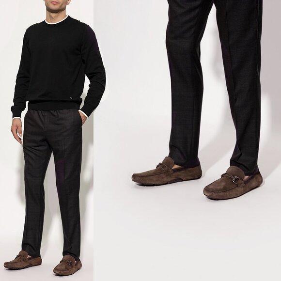 SALVATORE FERRAGAMO SHOES FRONT DRIVING LOAFERS SUEDE BRAIDED GANCINI - Picture 2 of 16